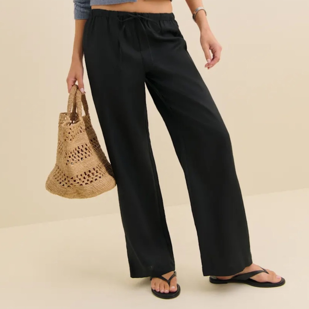 Reformation Olina Linen Pant in Black